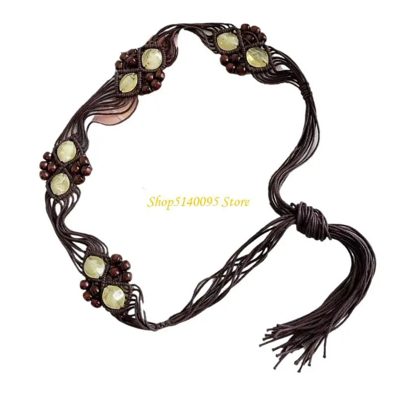 DXAE Bohemian مضفر حبل الحبل الشمع للنساء قابلة للتعديل سلسلة الخصر حزام يدوي معقدة الخصر الحبل الإكسسوارات فستان اللباس