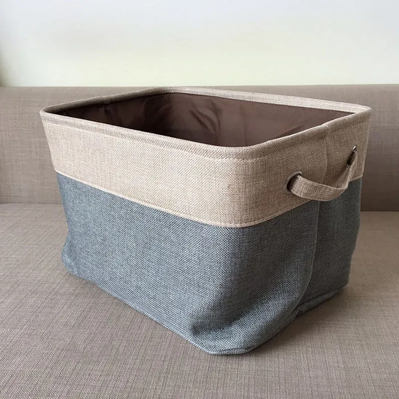 Large Capacity Storage Basket With Handle Linen Double-layer Storage Box Clothes Toy Car Storage Compartment Container Box