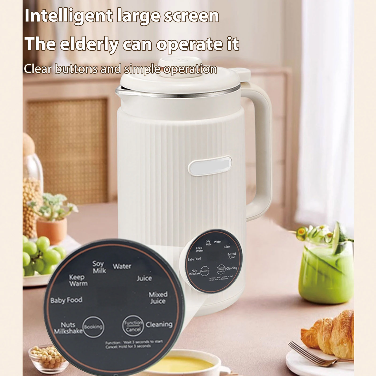 【New】Programmable Blender with Digital Display 12 Stainless Steel Blades Auto Cleaning 8H Keep Warm Function for Almond Milk image 5