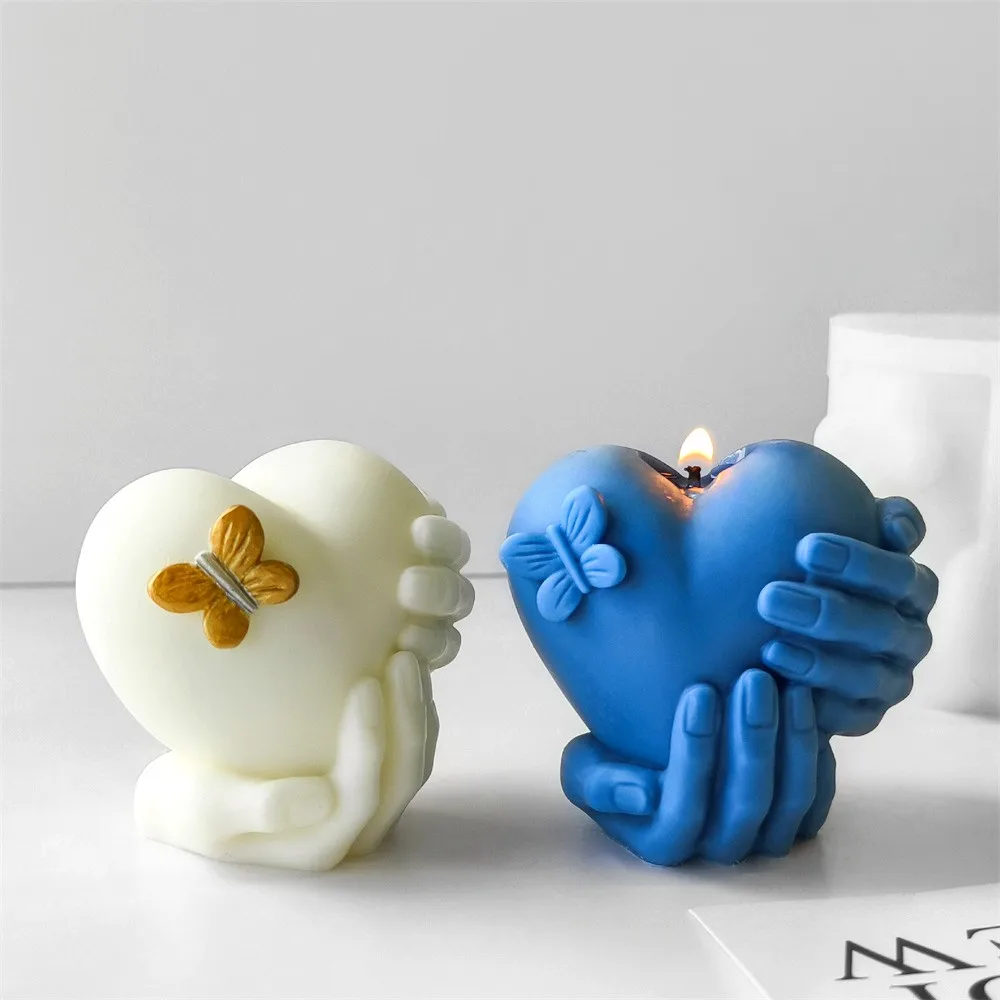 Hand Hold Love Silicone Candle Mold Valentine's Day Love Candle Soap Gypsum Crafts Resin Cement Mold Handmade Candle Making Tool