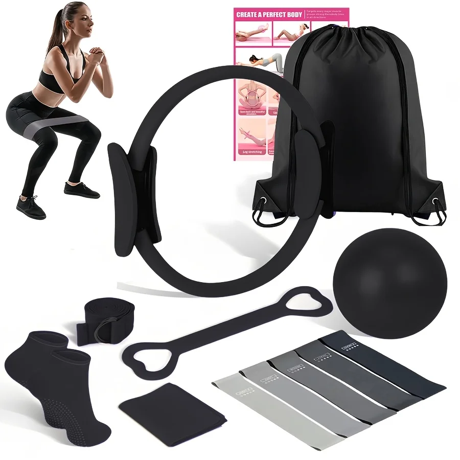 

Набор для йоги из 14 предметов: эспандер для пилатеса, тренажер для раскрытия спины, мяч для йоги, резиновые ленты для сопротивления, носки для йоги, носки для фитнеса, эспандер для йоги.