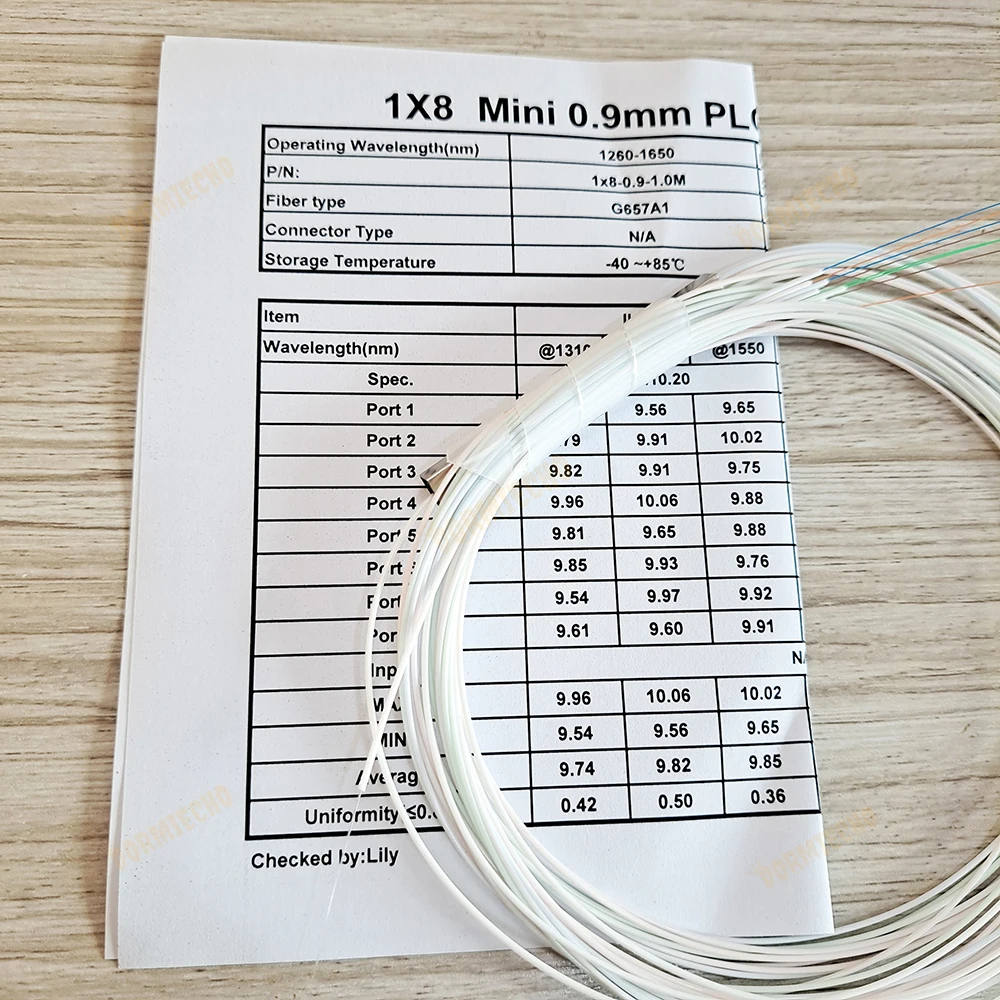 Imagem -03 - Divisor nu de Fibra Óptica 10 Peças Lote Mini Blockless 0.25 mm sem Conector Cabo 24 Portas 100 Novo 1x8