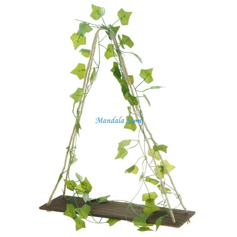 

U2JC Furniture Decoration Wall Hanging Simulation Spring Vine Hanging Rope Plant Storage Rack Flowerpot Wall Mount Shelf