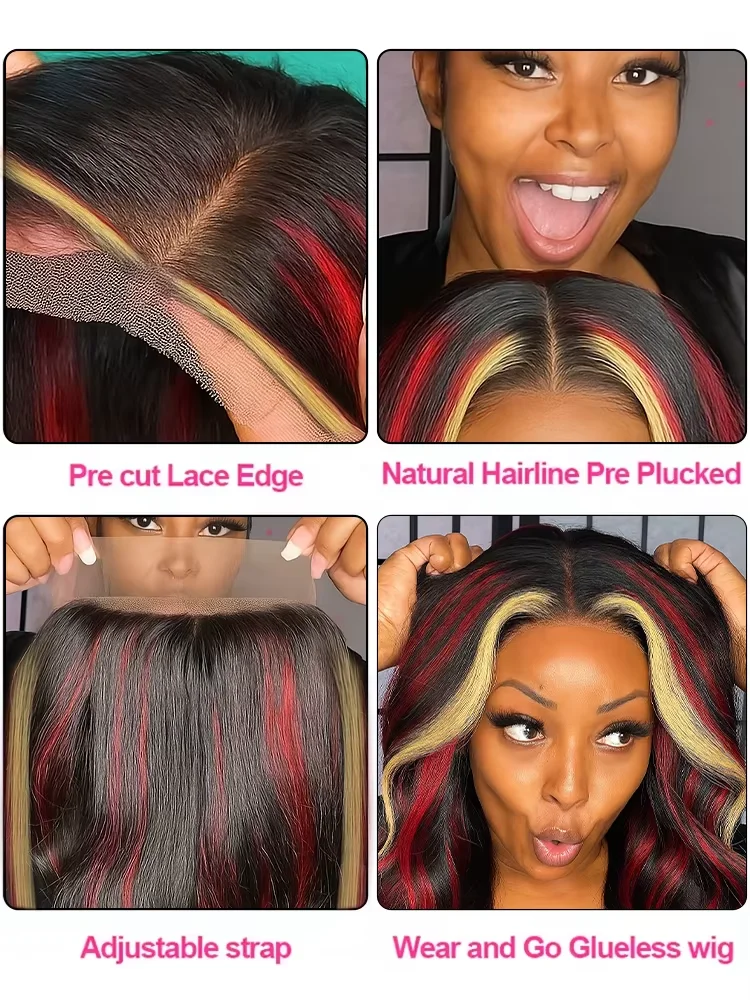 200 Density 1B/27/Red Wig 30 Inch Highlight 5x5 Glueless 99J Burgundy Body Wave Colored Transparent Lace Closure Wigs Human Hair image 3