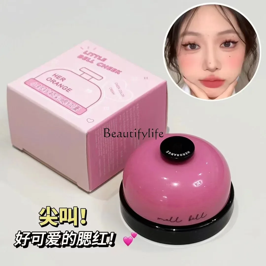 Little Bell Shape Blusher Matte Mashed Potatoes Natural Delicate Color Lasting with Powder Puff