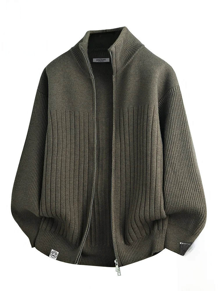 

Мужской вязаный кардиган Paul Frank Lazy Sle на молнии, осенняя новинка, повседневный свободный теплый свитер из мягкой полиэстеровой смеси с длинными рукавами