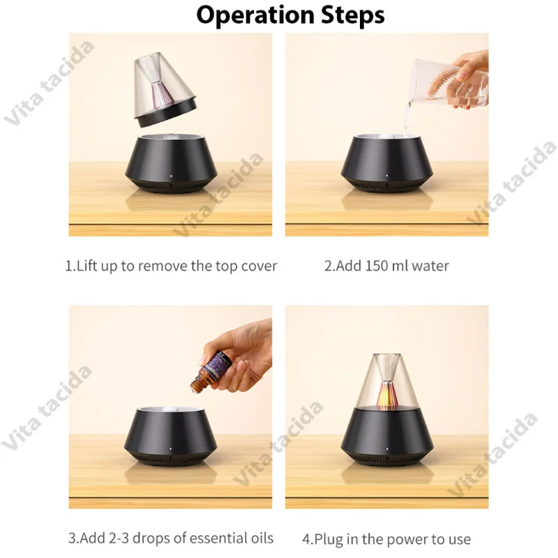 Tragbarer Diffusor, USB-Luftbefeuchter, ätherisches Öl, Nachtlicht, kalter Nebelmacher, Sprühgerät für Geschenk, Schlafzimmerkontrolle