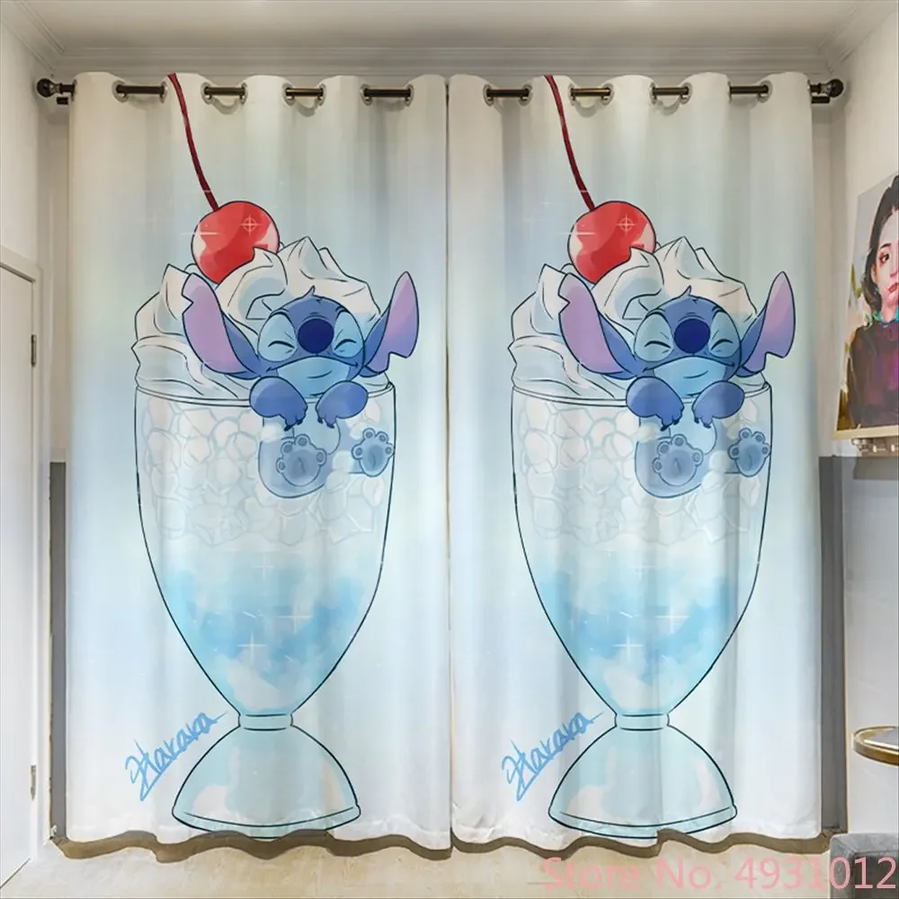 Disney Lilo Stitch Curtains for Window Anime Pattern Bedroom Living Room Blackout Curtains Fabric Drapes Children Room