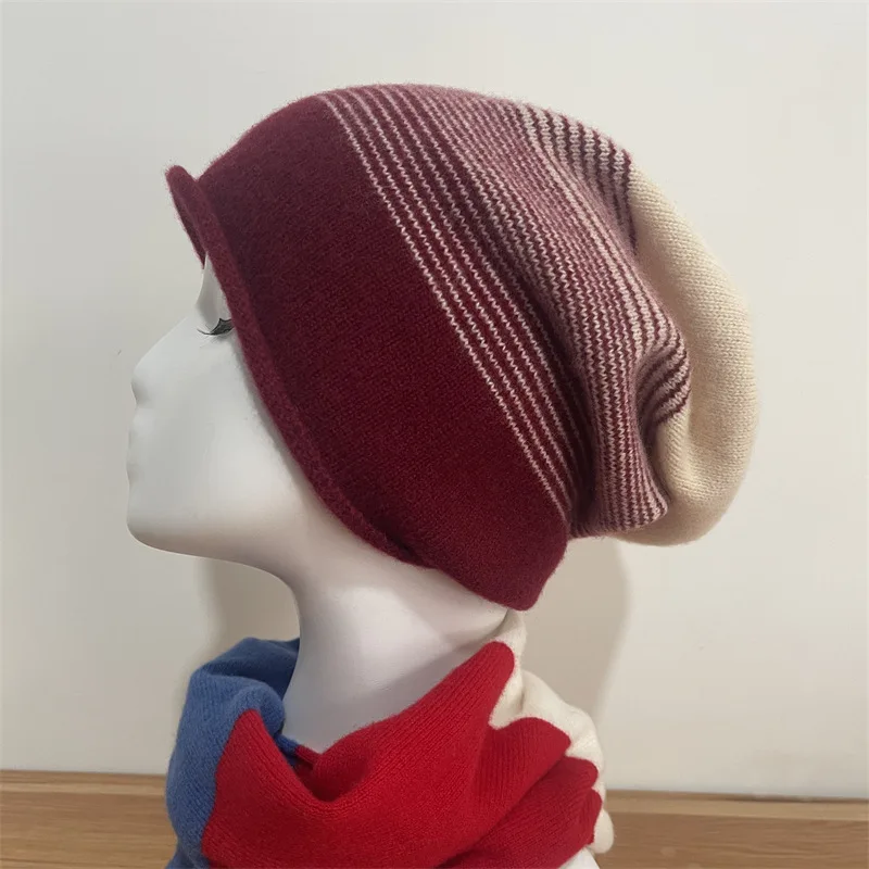 Fashion Cap Hugger Toque Head Stocking Watch Merino Wool rolled-edge Knitted Woolen Hat Women Warm Autumn Winter B2M72