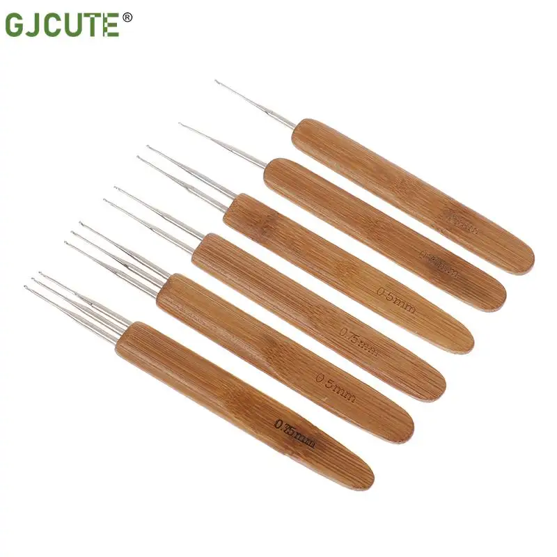 3Pcs/set Dreadlock Needle for Braid 0.5mm/ 0.75mm Natural Bamboo Dread-Lock Hair Weaving Tool Crochet Hook Dreads