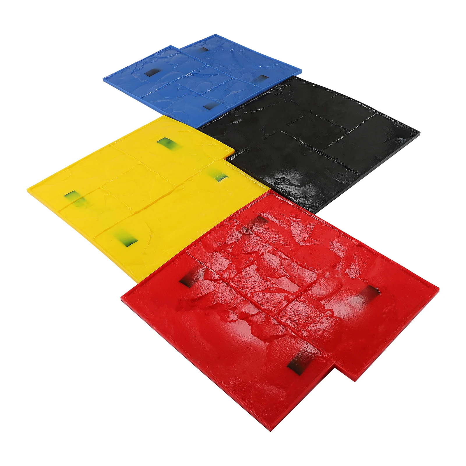 Professional-Grade 24x24in PU Concrete Stamp Mats 4-PC Set, Non-Slip Stone Texture for Driveway & Patio