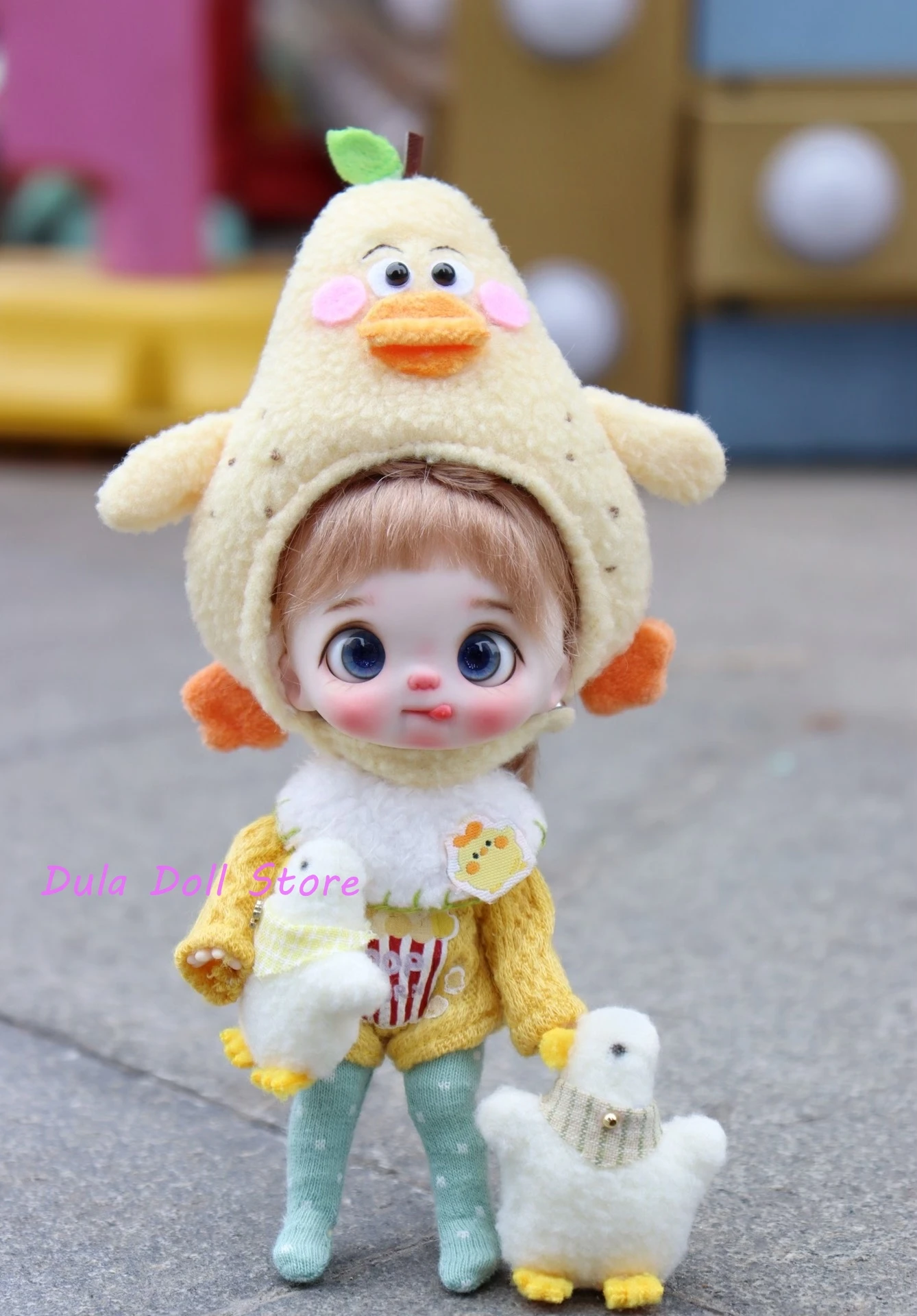 Dula Doll Clothes Dress Yellow Duck Pear set Ob11 gsc Doll Accessories