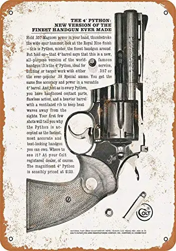 Letrero de metal Fsdva - Colt Python.357 Magnums - Arte de decoración de pared vintage
