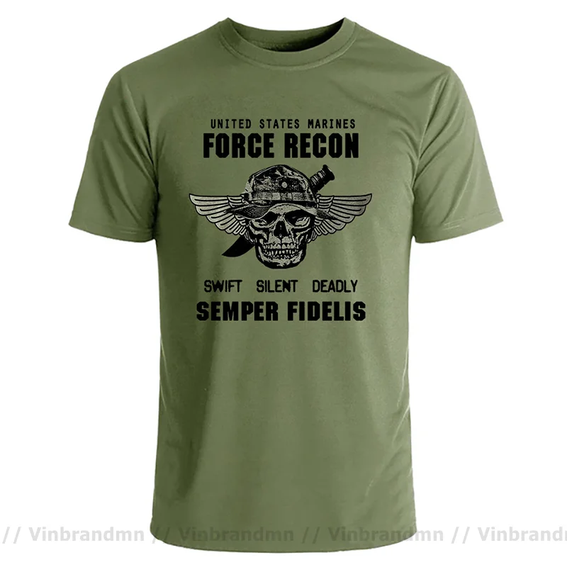 USMC T-shirt US Marines Semper Fidelis Devil Dog Military Force Recon Tshirt Men Cotton Tees Streetwear Harajuku tshirt camiseta