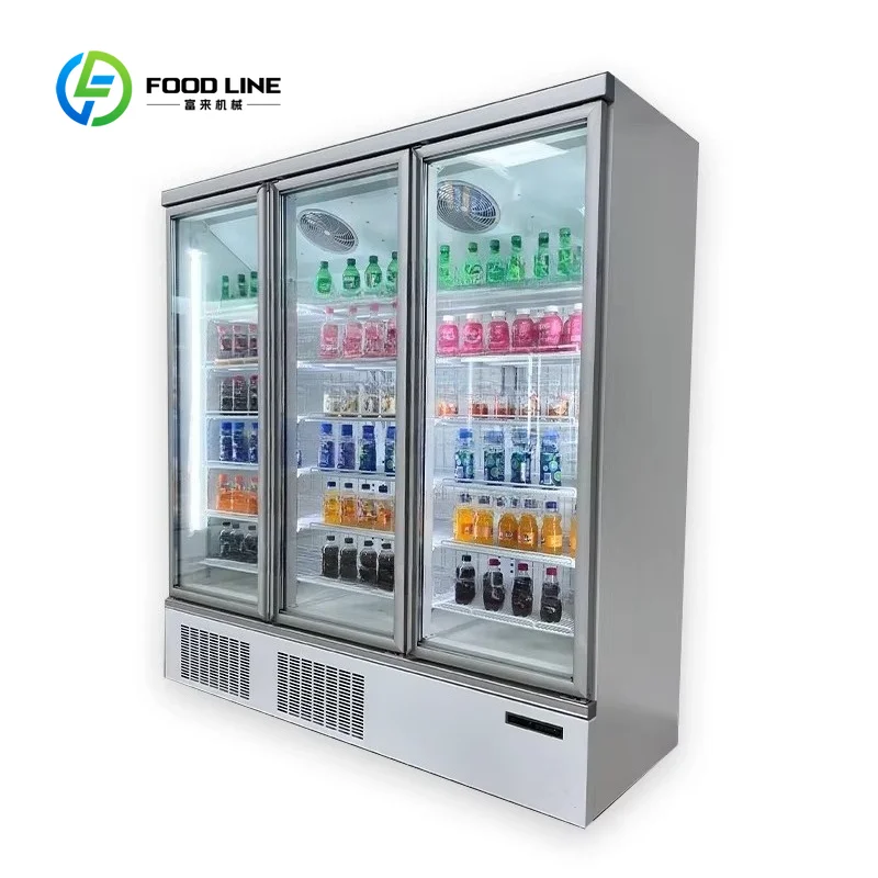 Supermarket Multidecks Commercial Refrigerated Freezer Display Case Plug-in Glass Door Display Fridge