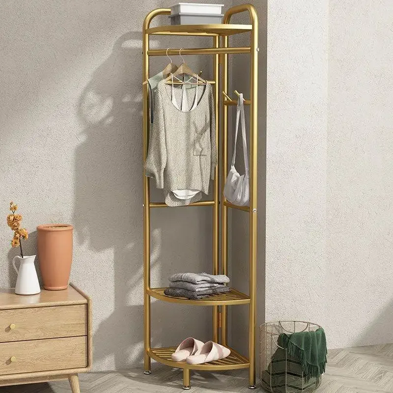 Fan shaped corner clothes rack, semi-circular hanging clothes storage rack, master bedroom