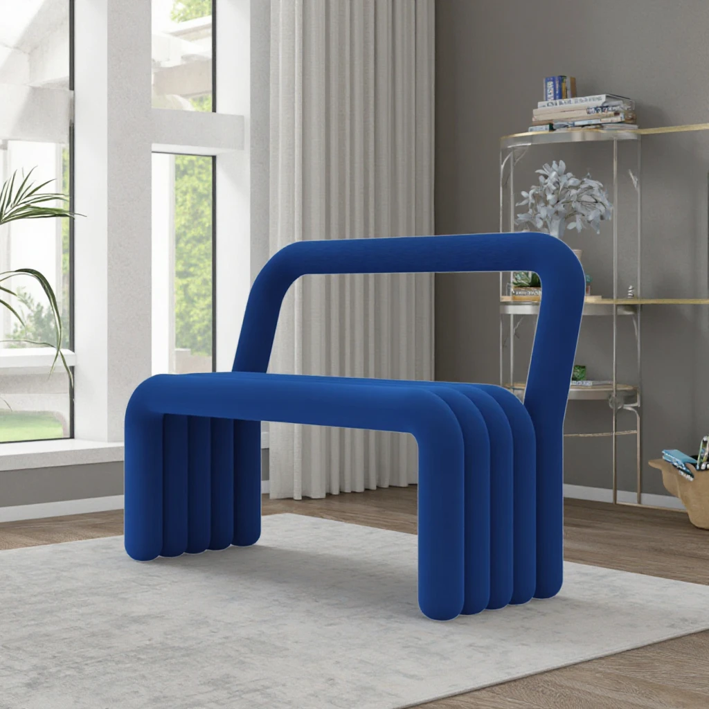 !@Best-Selling Minimalist Shaped Double Chair for Small Living Rooms Straight Row Fabric Sofa Chair Set Store Living Room