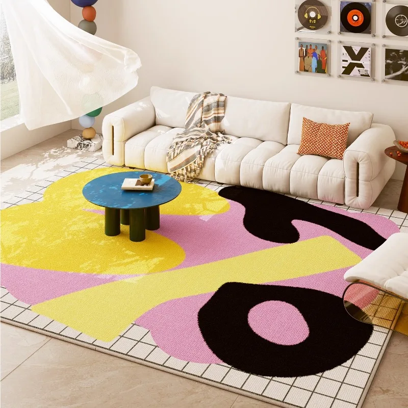 

Cream Style Living Room Carpet Dopamine Art Large Area Bedroom Rug Creative High-end Home Decoration Coffee Table Sofa Mat Tapis