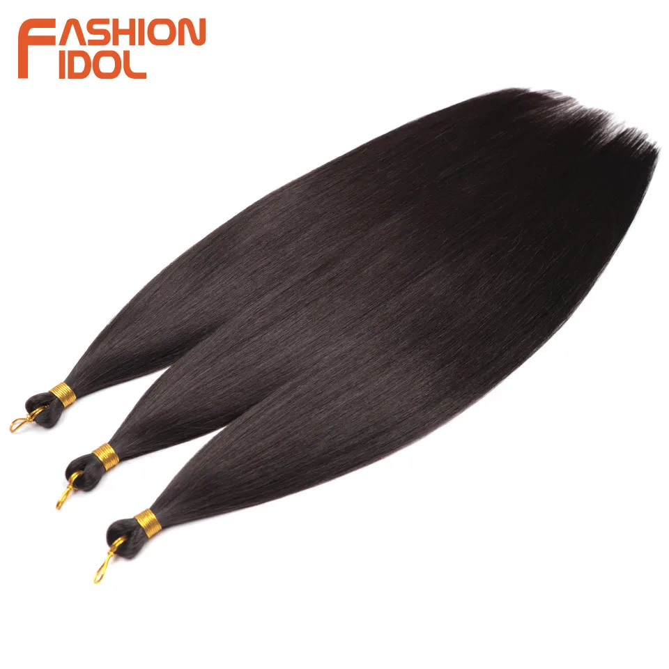 FASHION IDOL 28 Inch 3PCS Straight Pony Hair Crochet Braids Hair Synthetic Braiding Hair Soft Crochet Hair Extensions Fake Fiber