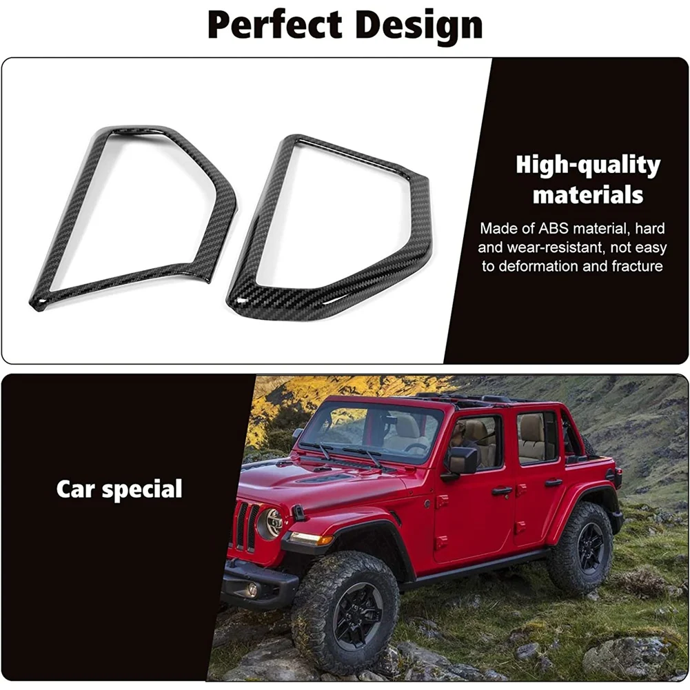 Cubierta embellecedora de altavoz de Pilar, accesorios de decoración de anillo para Wrangler JL JT 2018-2022 ,ABS Carbon