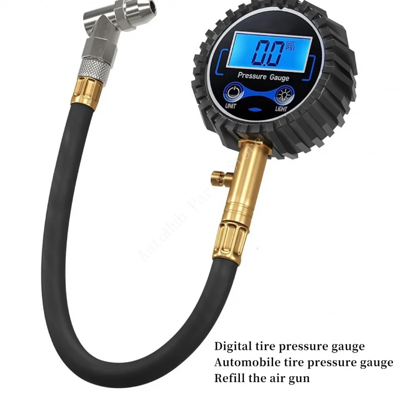 

2PCS Digital Tire Inflator Gauge with Pressure Measurement LCD Display for Auto Car Truck PSI BAR