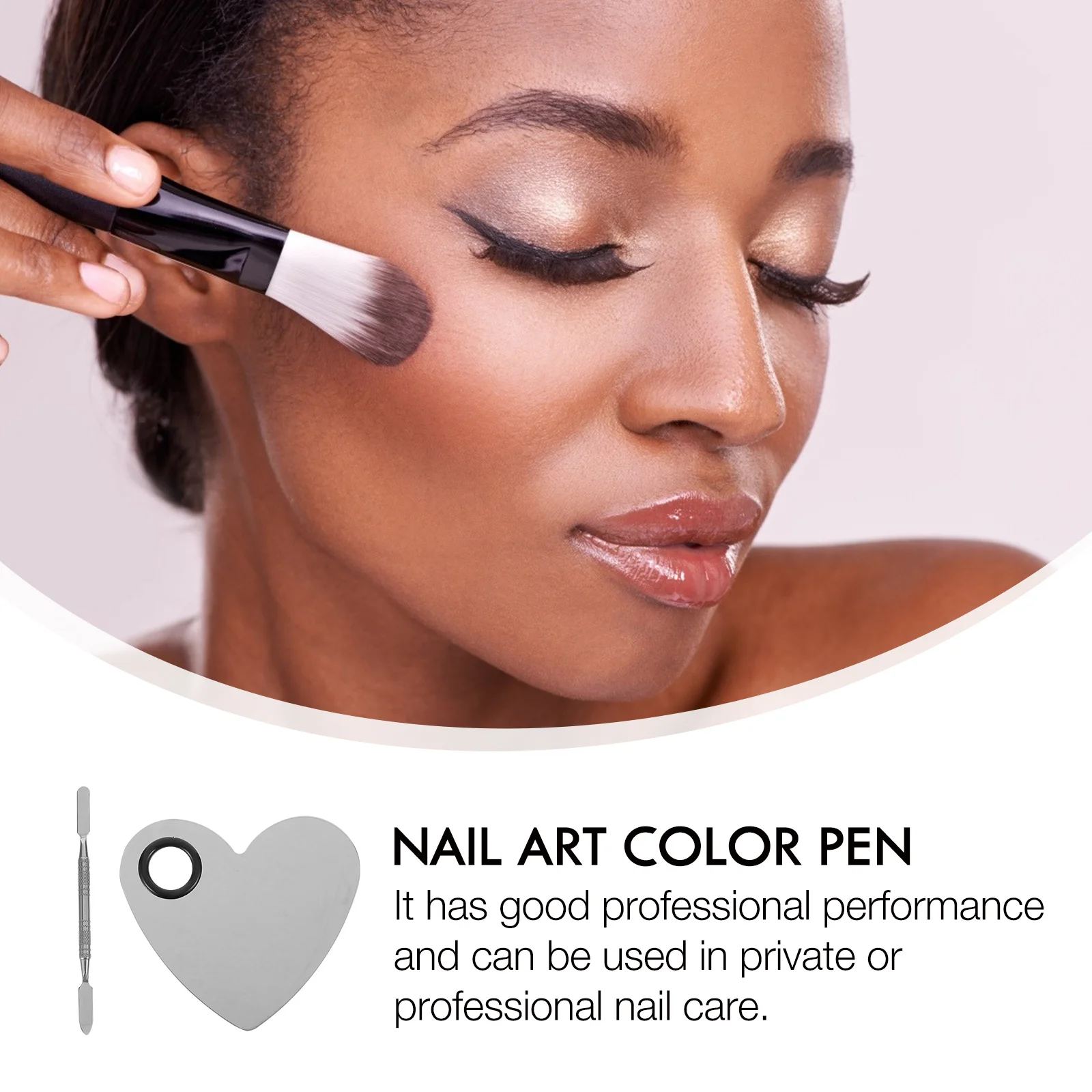 1 مجموعة شكل قلب مسمار الفن لوحة ألوان الفولاذ المقاوم للصدأ لوحة مسمار خلط القلم المهنية DIY مانيكير أداة لوحات الفن #4