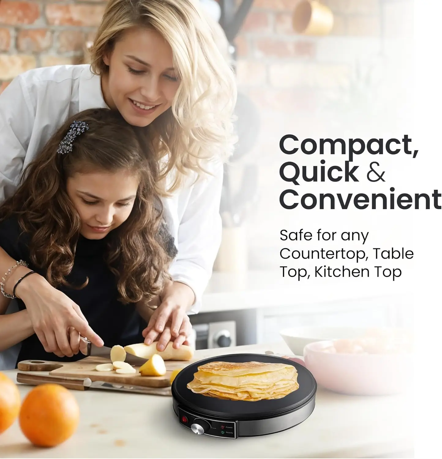 ماكينة صنع الكريب الكهربائية، ماكينة التورتيلا متعددة الوظائف غير لاصقة، مثالية للكريب والفطائر والروتي وملعقة خشبية ورياضة الخليط