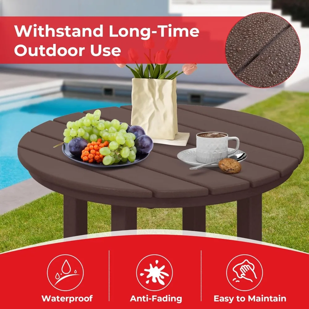 Outdoor Bar Table, 37" Counter Height Round Patio Cocktail Bar Table, Patio Bar Table 3-Pieces Set Bistro Dining Table Pub Table