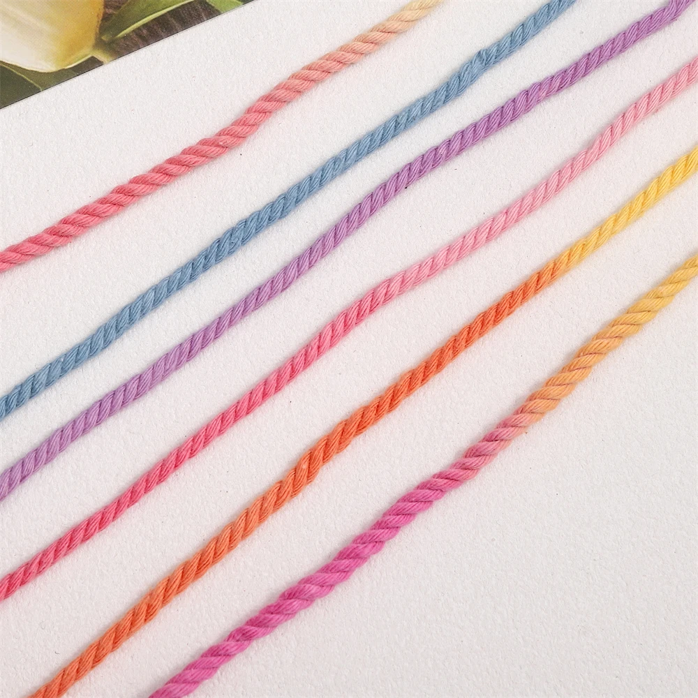 Corde tressée à 3 brins de couleur dégradée, 3 mètres, 3.5mm, fil de coton, pendentif fait à la main, porte-clés, cordon de suspension, accessoires de couture, bricolage