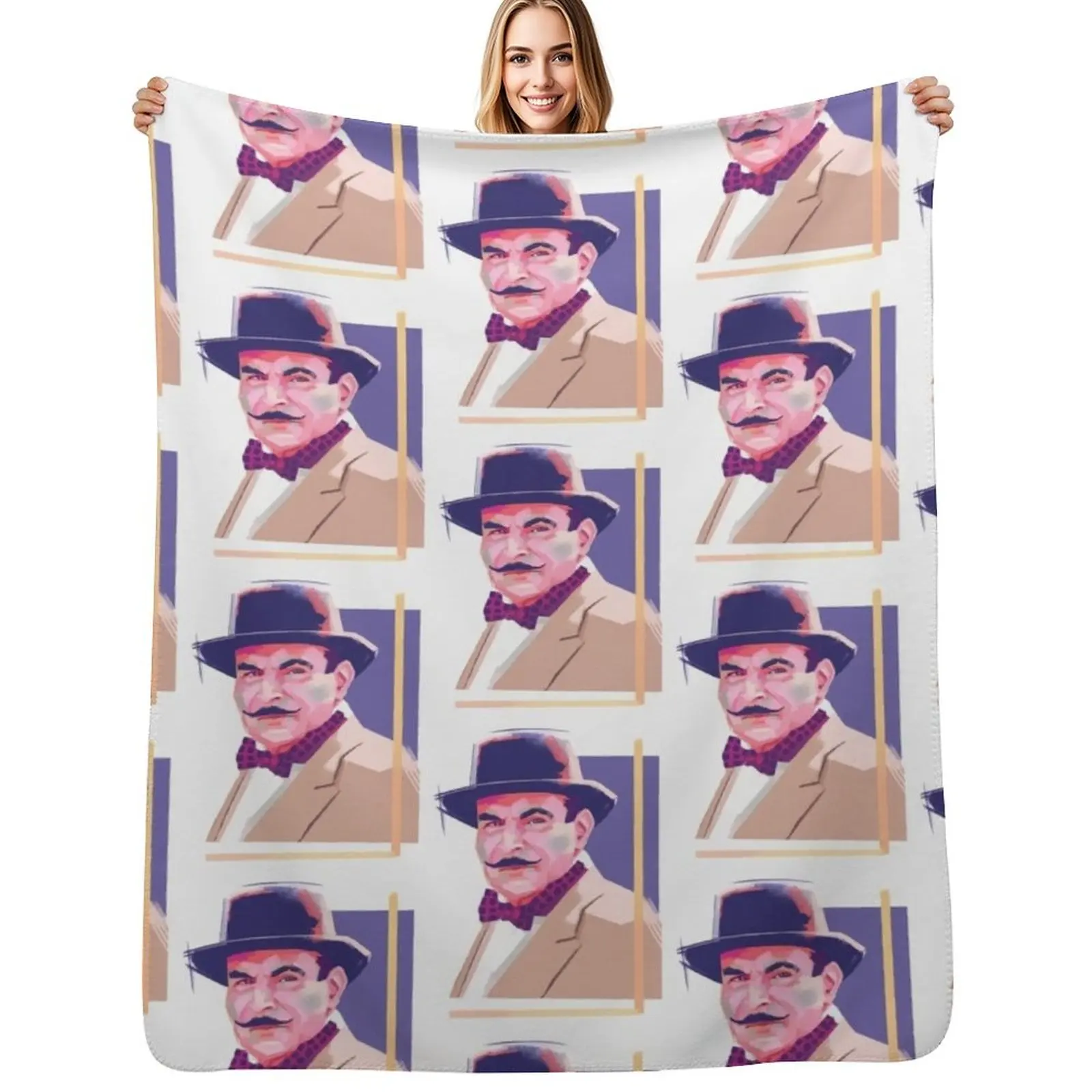 

Hercule Poirot II Baseball  Sleeve Throw Blanket Soft Bedroom Blanket for Night Sleeping