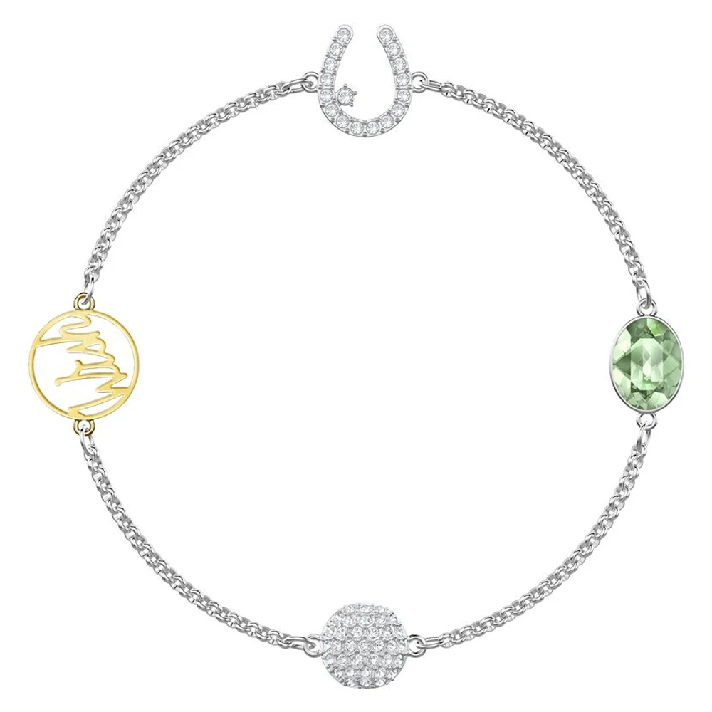 

Серебряный браслет с зелеными кристаллами и шариками-паве - сверкающее украшение для повседневной носки