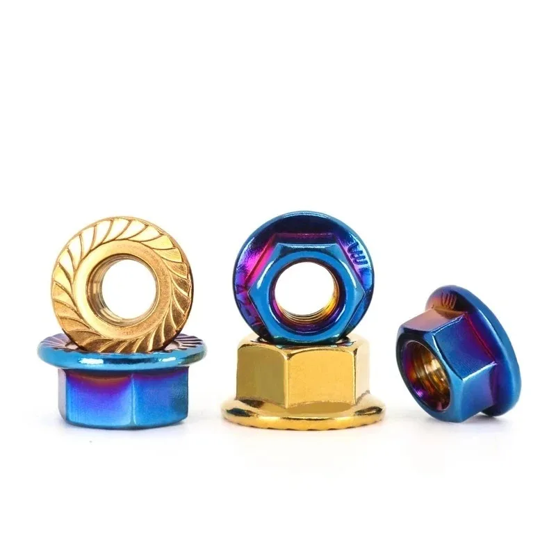 

304 Stainless Steel Hexagon Head Serrated Lock Spinlock Fancy Flange Nut M3 M4 M5 M6 M8 M10 M12 for Bike Motorcycle Car 2pcs