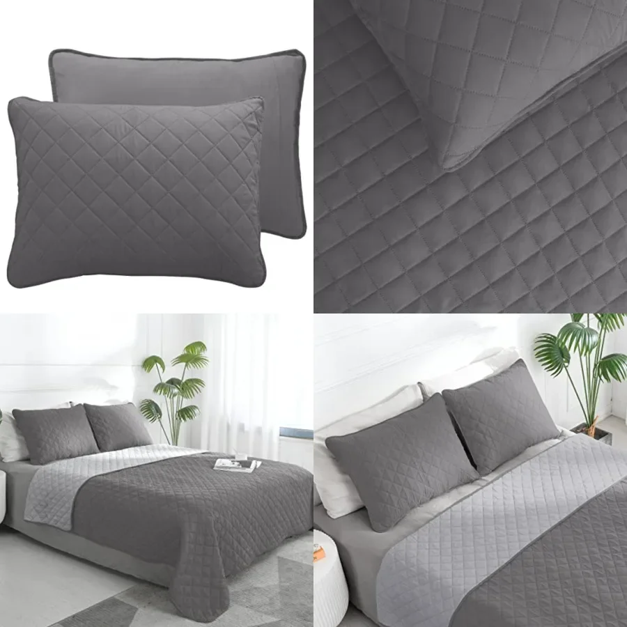 

Size Reversible Quilt Set with 1 Quilt and 2 Pillow Shams, Soft Bed Quilt Cover, Water Resistant Lightweight Microfiber Bedspre
