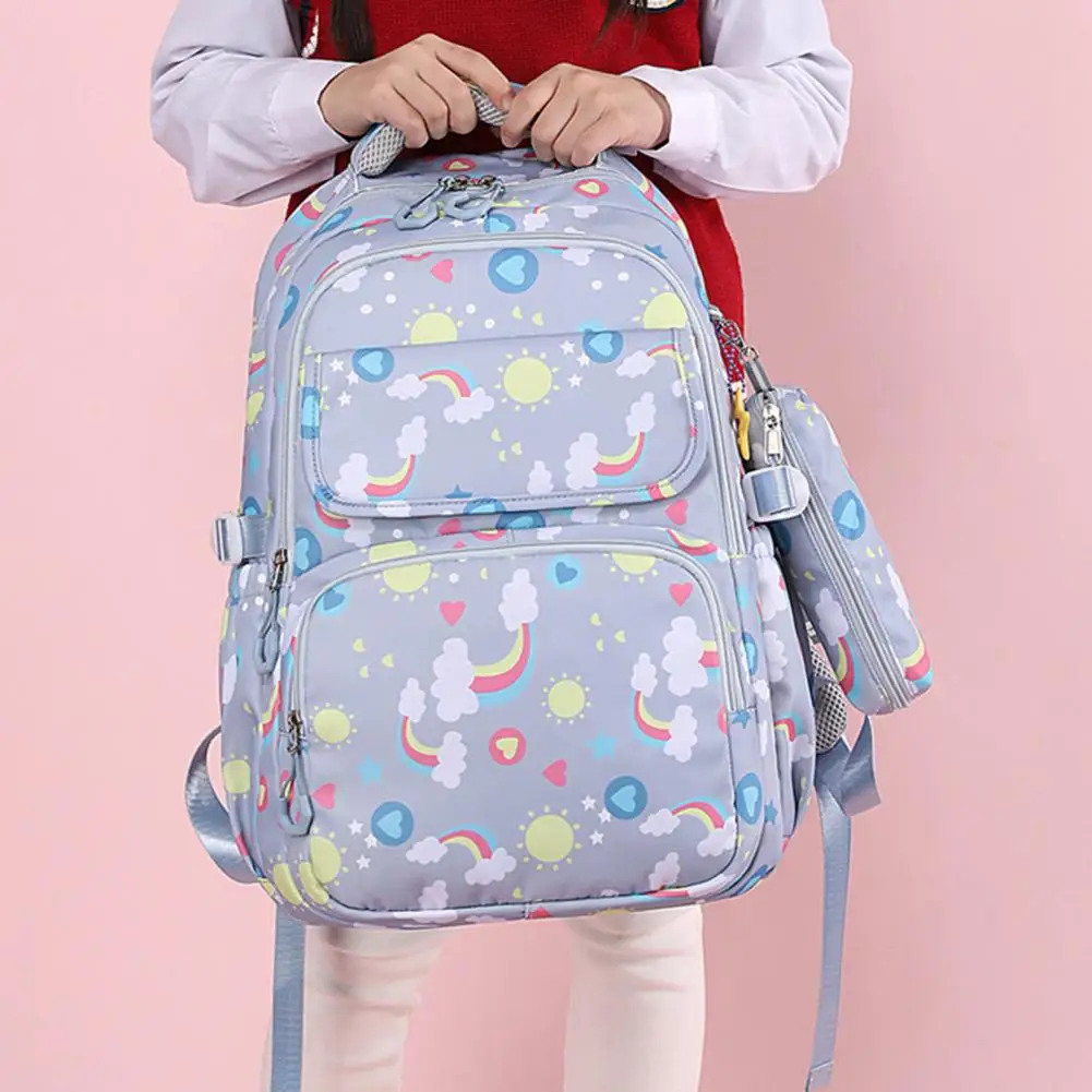 

Daycare Backpack Cartoon Print Children School Bag Set with Lunch Bag Pencil Bag Lightweight Grade 3-6 Backpack with for Travel