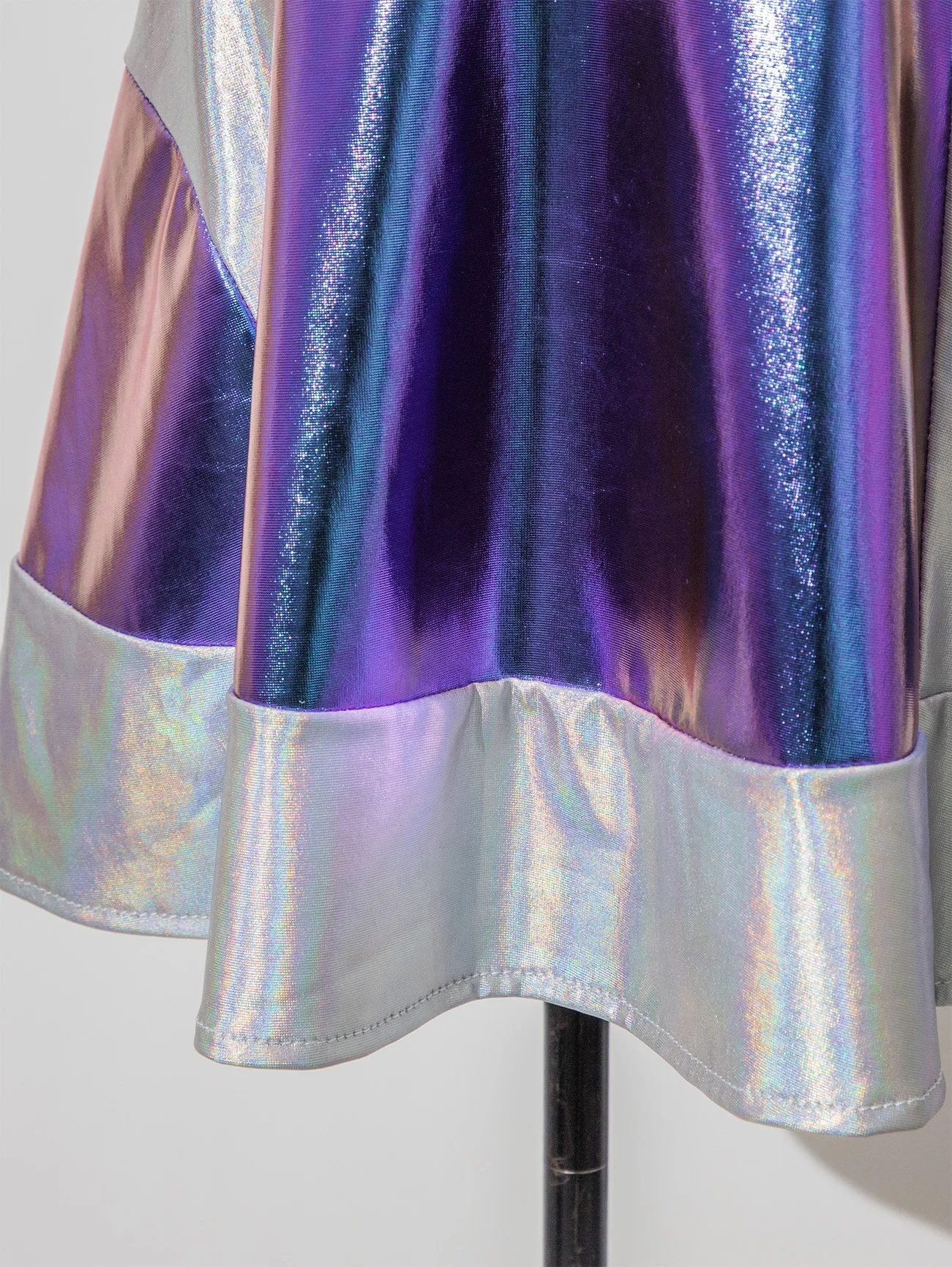 Children Girls Metallic Shiny Hip Hop Jazz Dance Outfit Crop Top with Skirt Sleeves Alien Space Cadet Robot Astronaut Costume - view 5