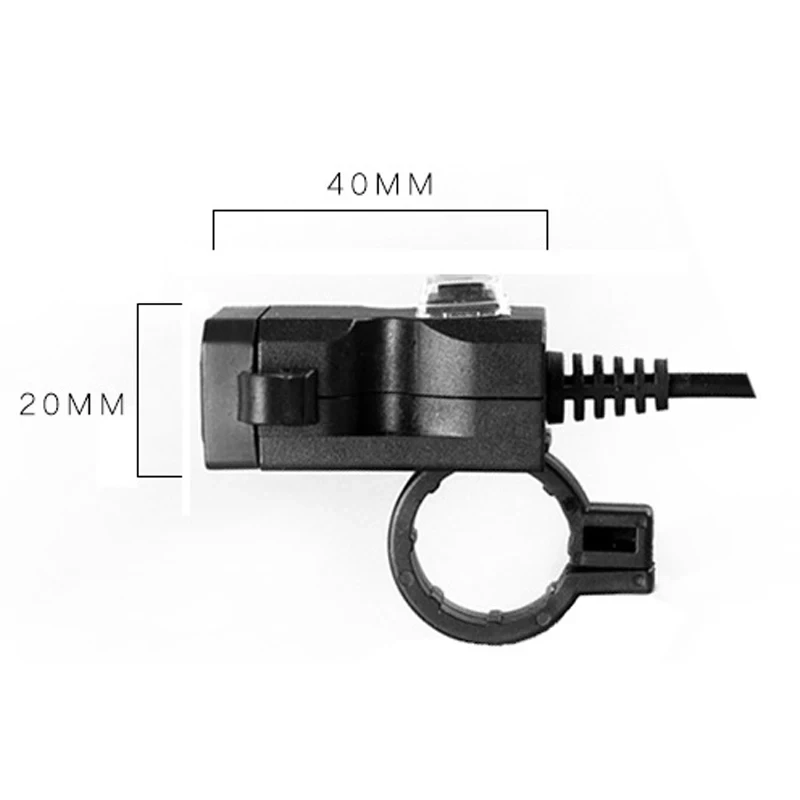 Carregador do telefone da motocicleta USB com voltímetro, acessórios impermeáveis, porta dupla, ligado e desligado, 12-24V