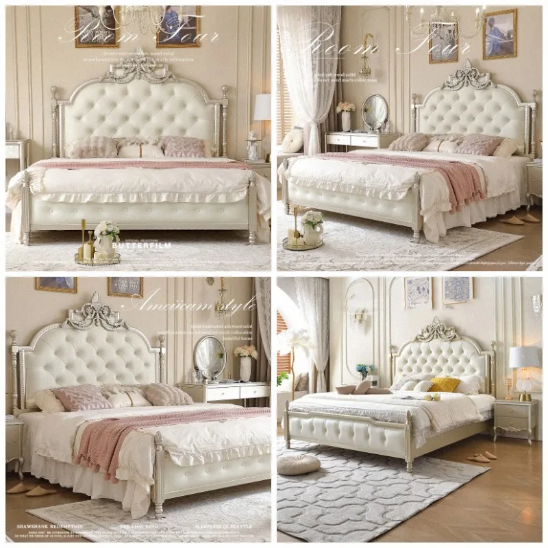 Design Wooden Bed Frame Queen Double Modern Full Beauty European Safe Bed Sleeping Space Saving Muebles Lounge Suite Furniture