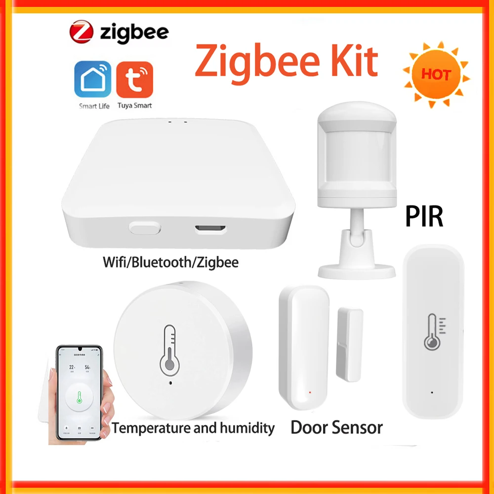 

Мостовой хаб Tuya Zigbee Gateway для умного дома, датчик Zigbee 3,0 PIR для дверей и окон, датчик температуры и влажности, приложение Smart Life