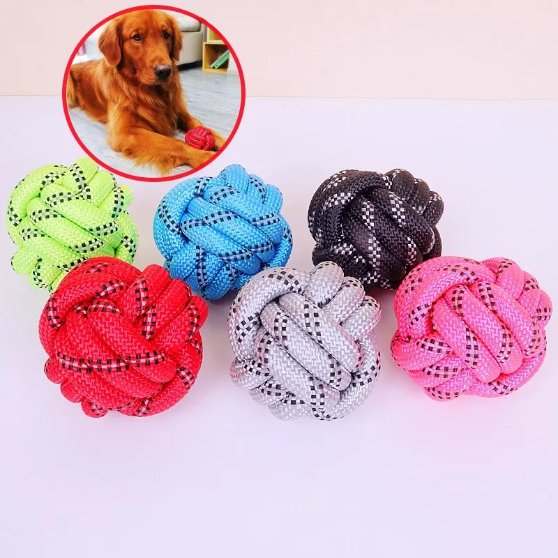 

Dog Toys Cotton Ropes Toy for Dog Chewing Bite-resistant Knot Rope Ball Reflective Woven Ball Dogs Teeth Cleaning Puppy Training