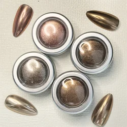 4pcs Magic Mirror Nail Sparkling Powder Gold Silver Pigments Trendy Dust Cleaning Nail Art Creation Accessories Tools Winter