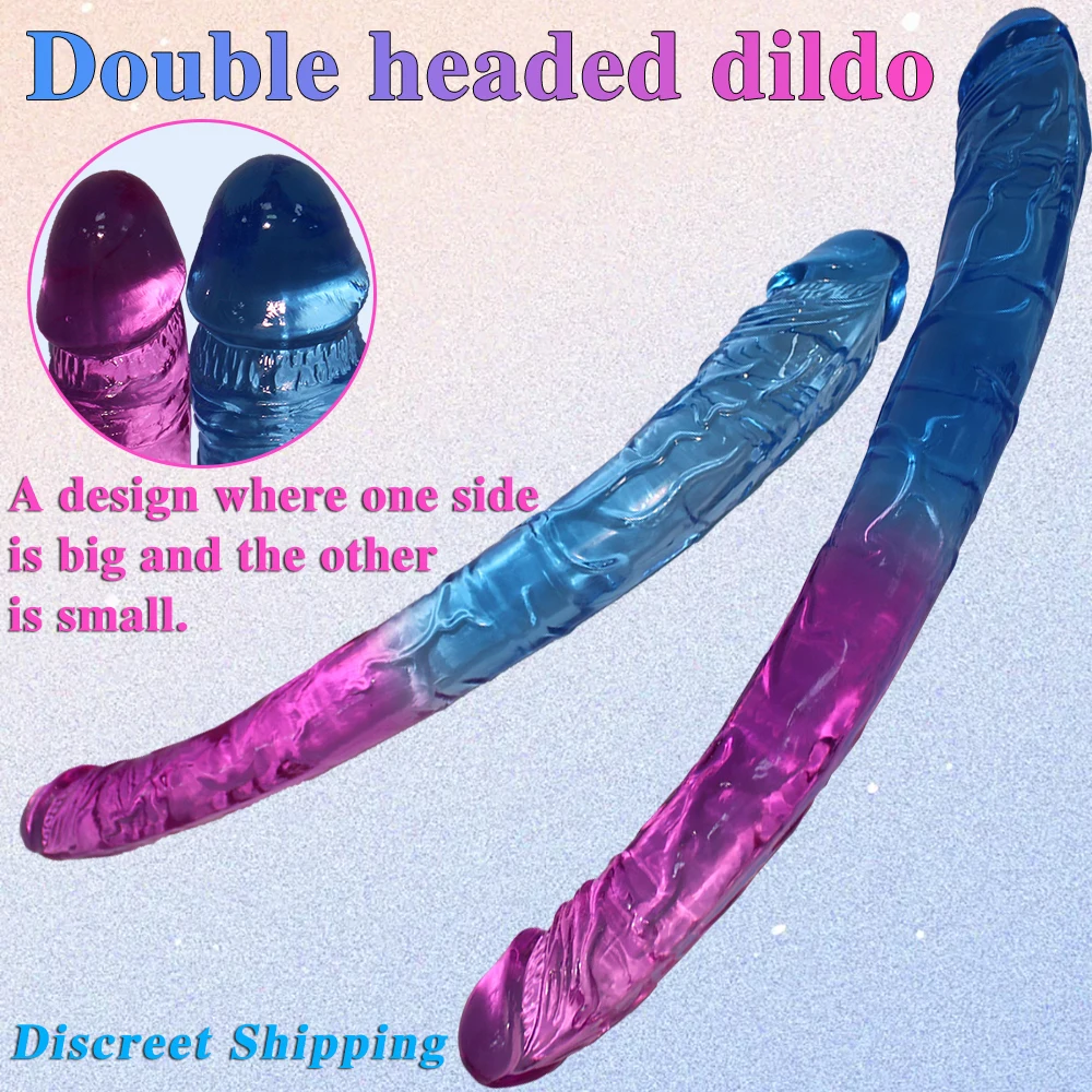مقاسين من قضبان اصطناعية طويلة برأسين، قضبان اصطناعية كريستالية على الوجهين، لتحفيز الشرج وG-spot، للجنسين