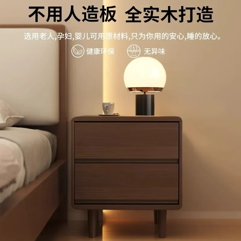 for Nordic All Solid Wood Bedside Table Simple Modern 2025 New Log Style Home Bedroom Small Bedside Storage Cabinet