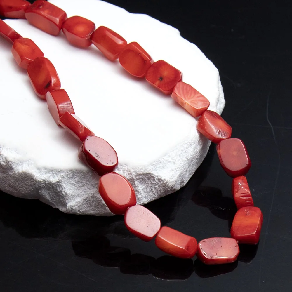 10x13 مللي متر-10x15 مللي متر المرجان الطبيعي فضفاض الخرز عزل الخرز قطعة مسطحة غير النظامية شكل الأحمر سحر سوار ذاتي الصنع قلادة أقراط