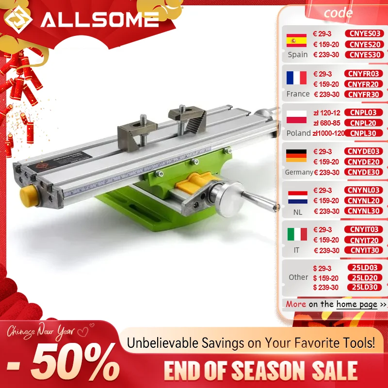 ALLSOME Bench Drill Vise Worktable Fixture Mini Precision Milling Machine  X and Y Adjustment