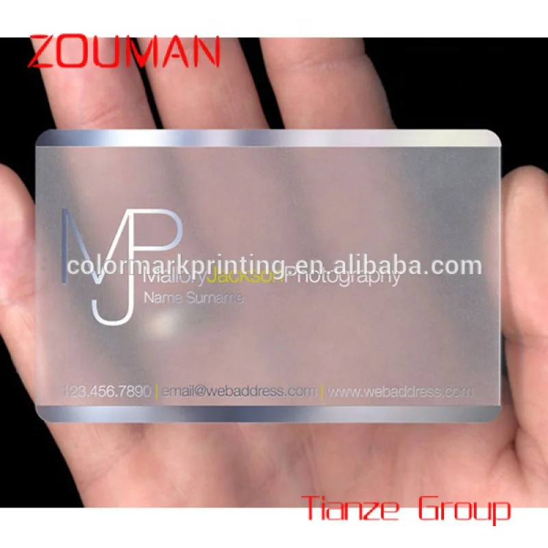 Custom , Custom Design CR80 Size Matt Clear Name Card Transparent PVC Card Embossed Transparent Plastic Business Card