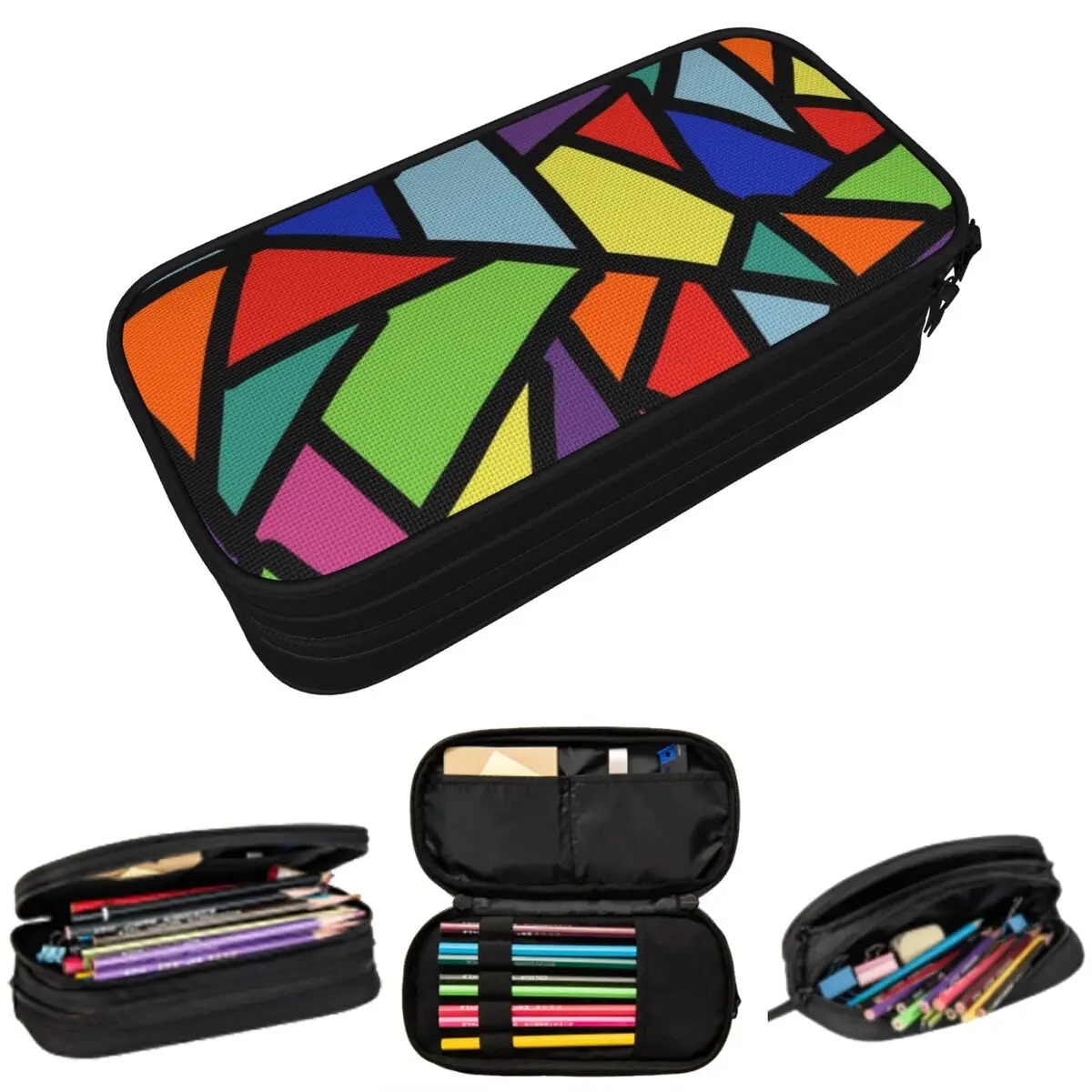 

Colorful Abstract Geometric Lines Pencil Case for Boys Girls Gifts Pen Box Pencil Bag Stationery Supplies Pen Holder Bag