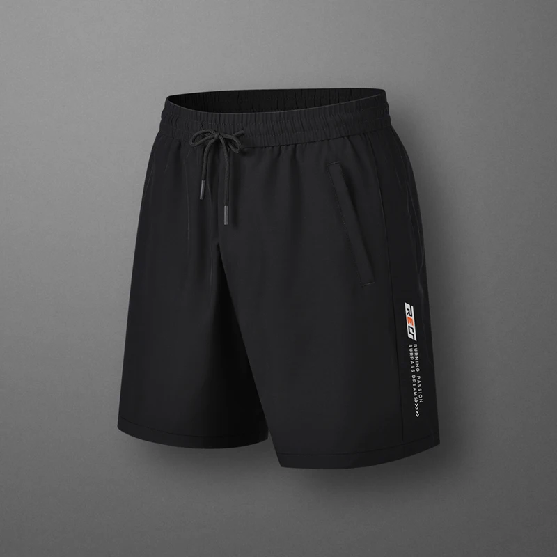 Short de sport élastique pour hommes, lettre imprimée, vêtements décontractés, taille haute, tout match, genou, mode, été, nouveau, 2024