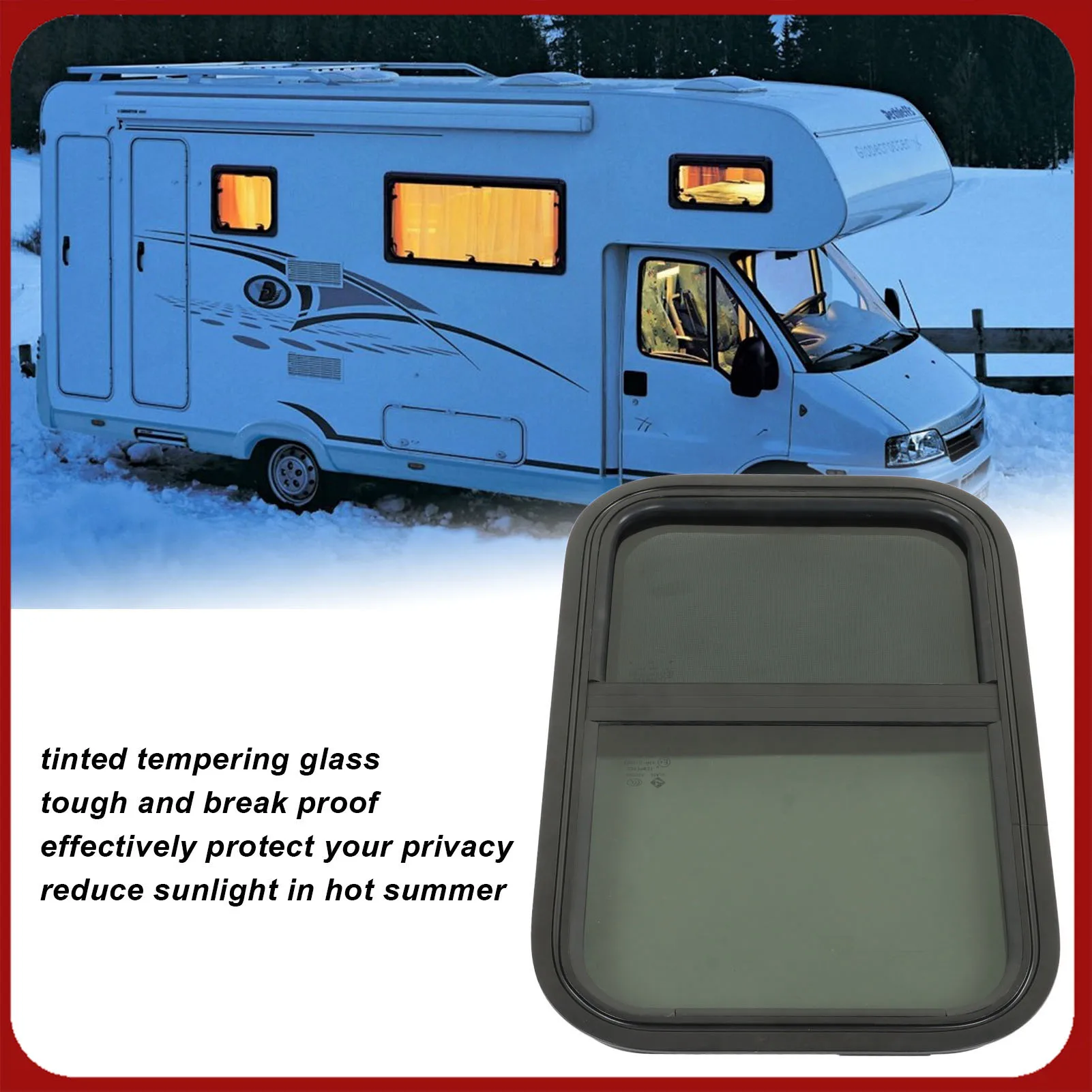 

RV Rounded Sliding Break Proof Vertical Horizontal Installation Good Sealing for Construction Vehicles RV Privacy Screen Window