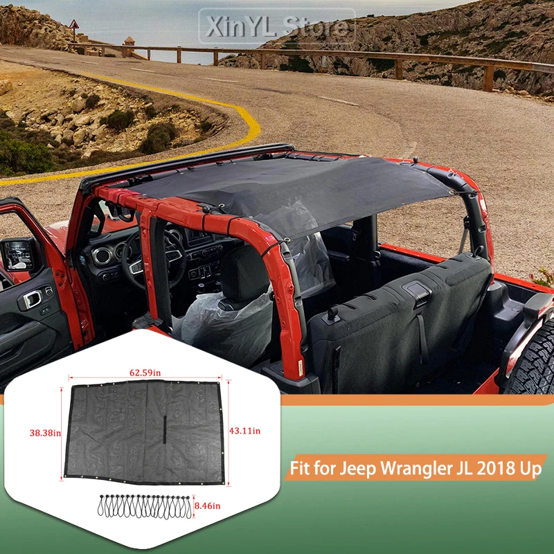 Car Sunshade Cover UV Sun Protection Roof Insulation Net For Jeep Wrangler JL 2018 Up 2-Door Version Car Accessories