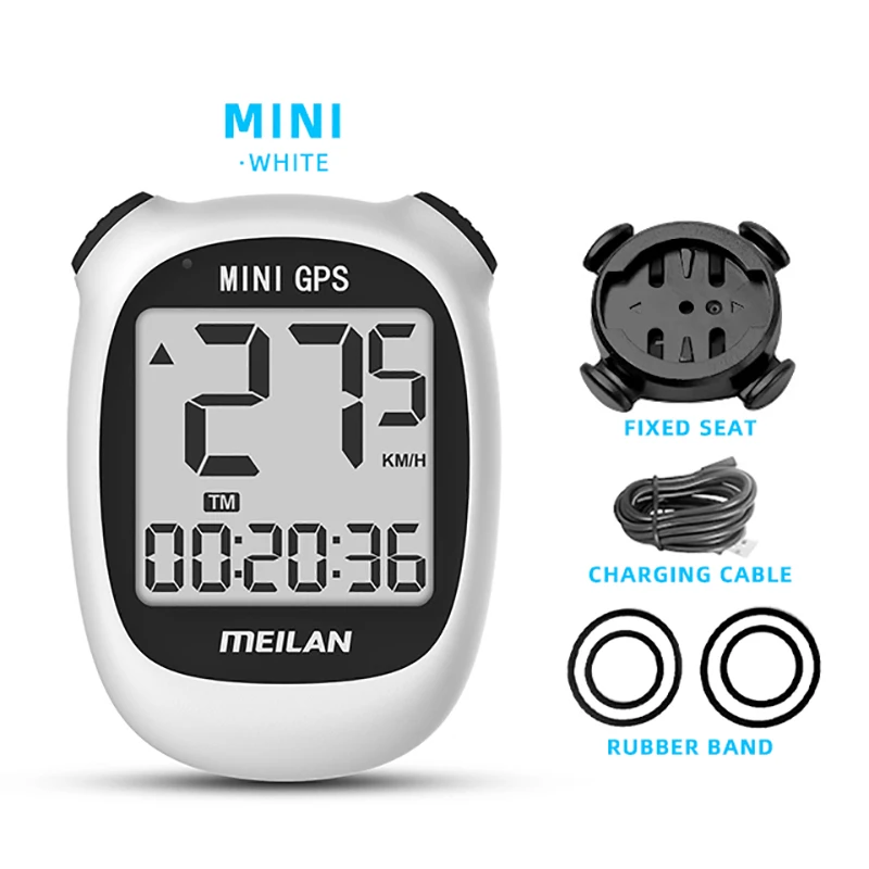 Meilan M3 MINI GPS Bike computer bicycle GPS Speedometer Speed Altitude DST Ride time Wireless White youth cycling Odometer